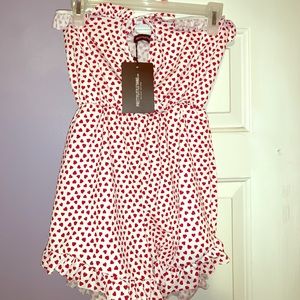 Heart Print strapless romper